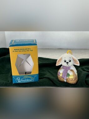 Vintage Jasco L'il Windchimer Bisque Porcelain Easter Bunny Bell.